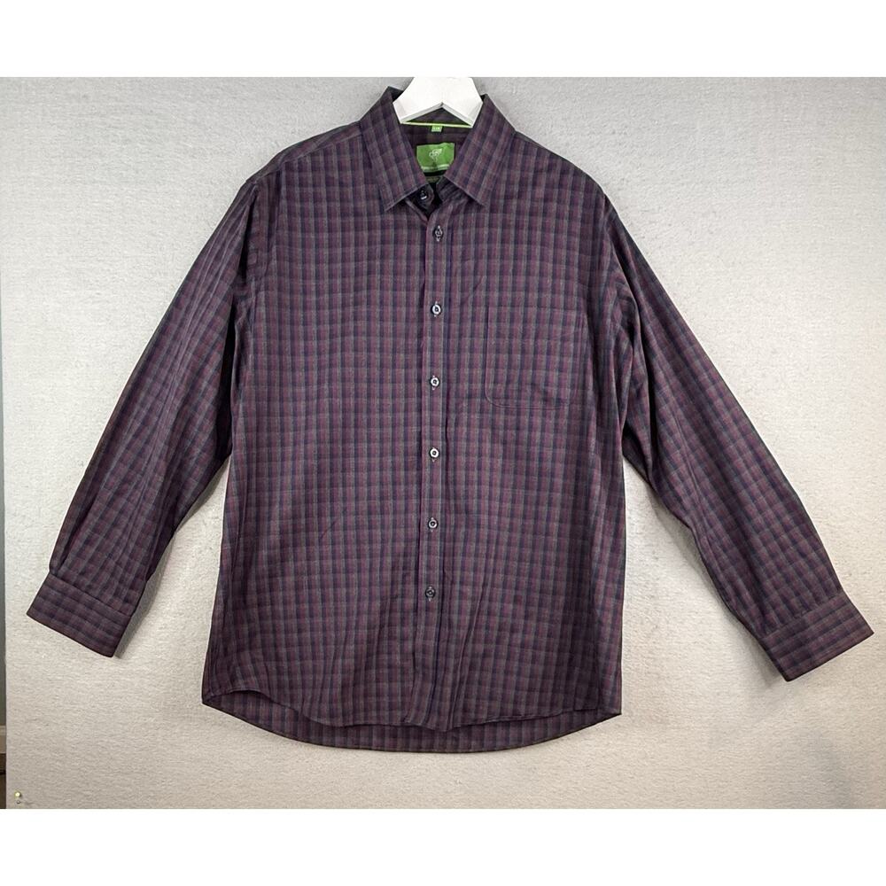 Forsyth of Canada Non-Iron Button Down Shirt Mens Sz L Plaid Office Casual Work